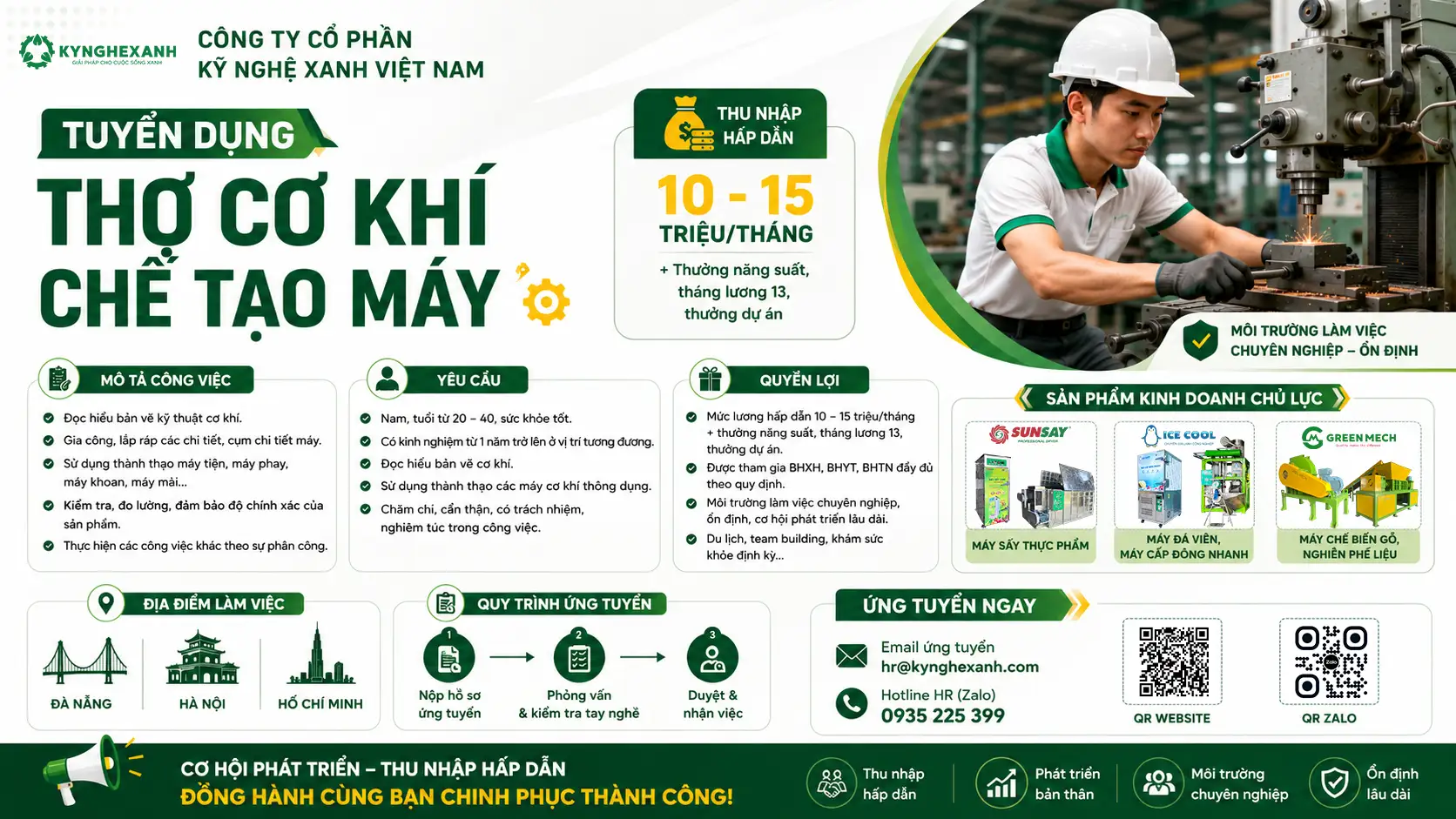 KNX Tuyển dụng Thợ Cơ Khí Chế Tạo Máy