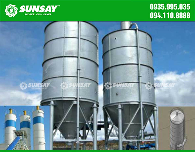 Ngoài chứa cát thì silo còn được dùng để chứa rất nhiều nguyên vật liệu mịn khác như xi măng, tro bay, ….