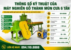 Thông số kỹ thuật của máy nghiền gỗ 6 tấn