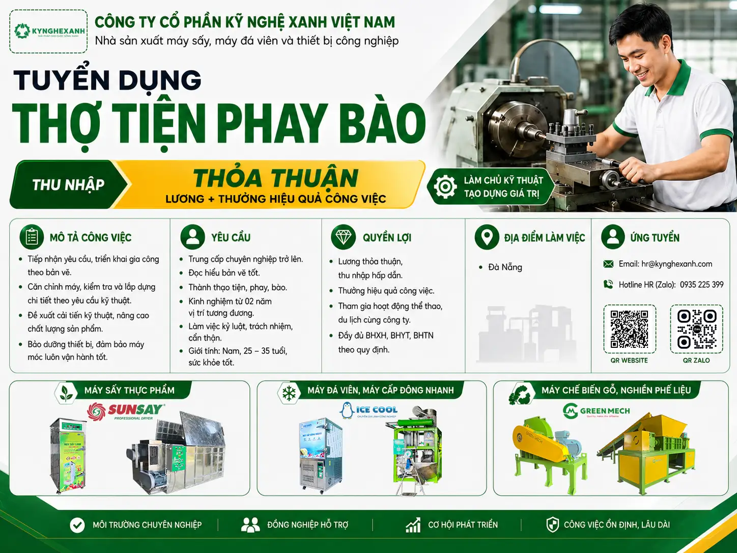 KNX Tuyển Dụng Thợ Tiện Phay Bào