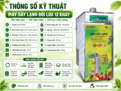 Thông số kỹ thuật của máy sấy lạnh đối lưu 12 khay