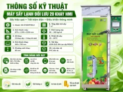 Máy sấy lạnh 20 khay HMI thương hiệu SUNSAY