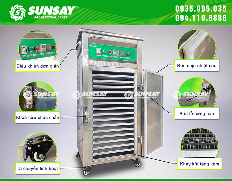 Các đặc điểm nổi bật của máy sấy thực phẩm SUNSAY 