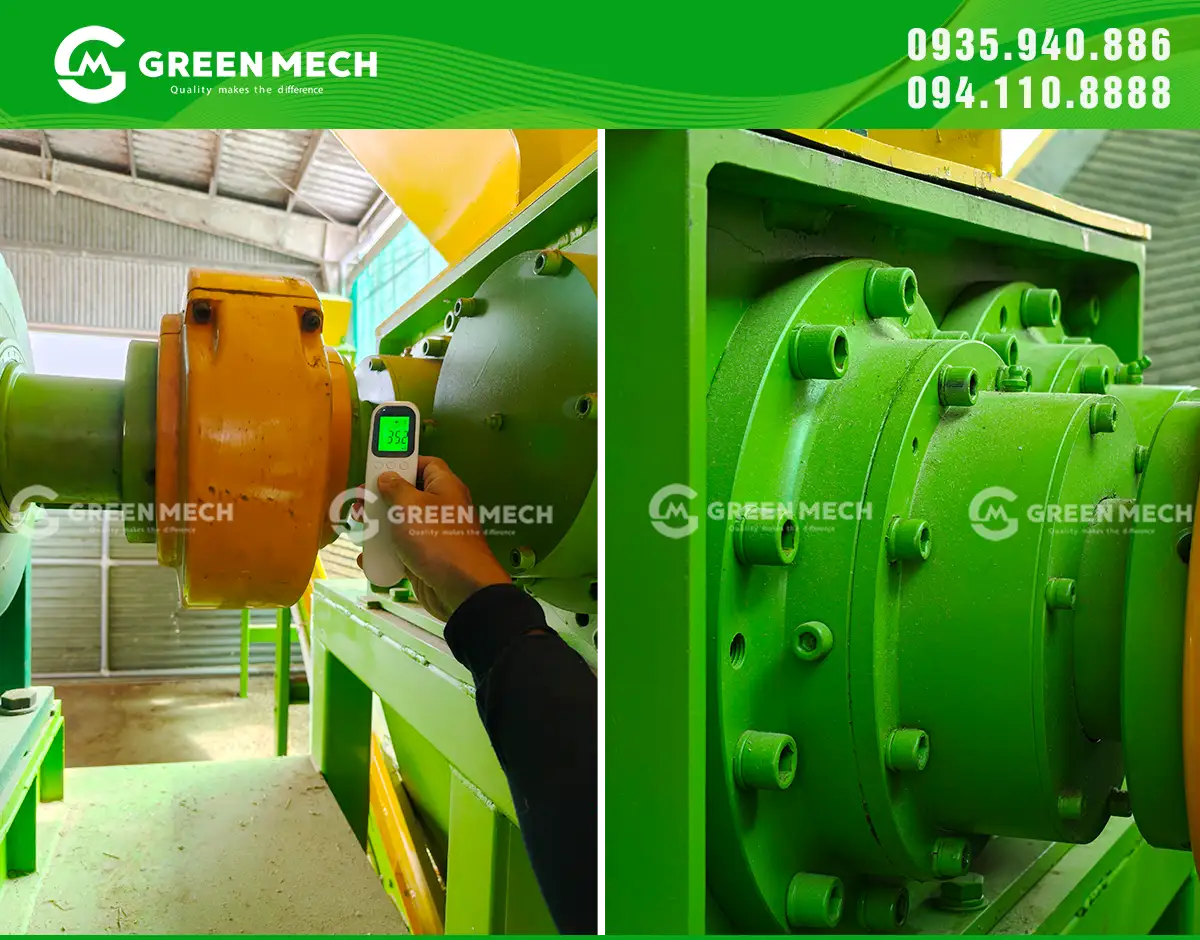 Gối đỡ của máy nghiền hai trục giúp cố định và hỗ trợ chuyển động quay ổn định của trục nghiền