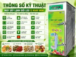 Máy sấy lạnh đối lưu 12 khay mini của SUNSAY được thiết kế với cấu trúc nhỏ gọn, chất lượng cao