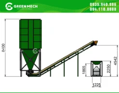 Băng tải cấp liệu lên bin chứa, giúp tiếp nhận nguyên liệu đầu vào hiệu quả, vận hành tự động, giảm nhân công