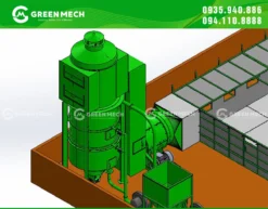 Buồng đốt thiết kế kín hoàn toàn, tích hợp cấp liệu tự động, duy trì nhiệt độ ổn định suốt quá trình sấy