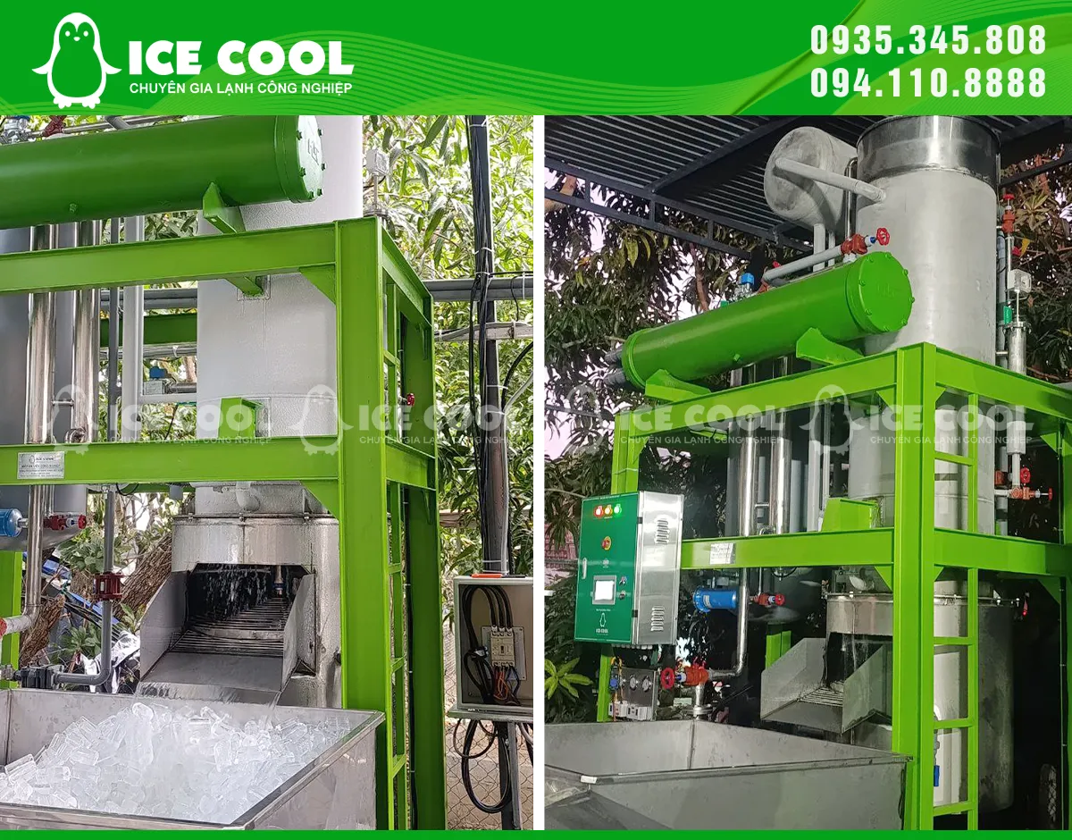 Hai máy đá đã được đưa vào hoạt động ổn định và cho ra đá viên chất lượng cao