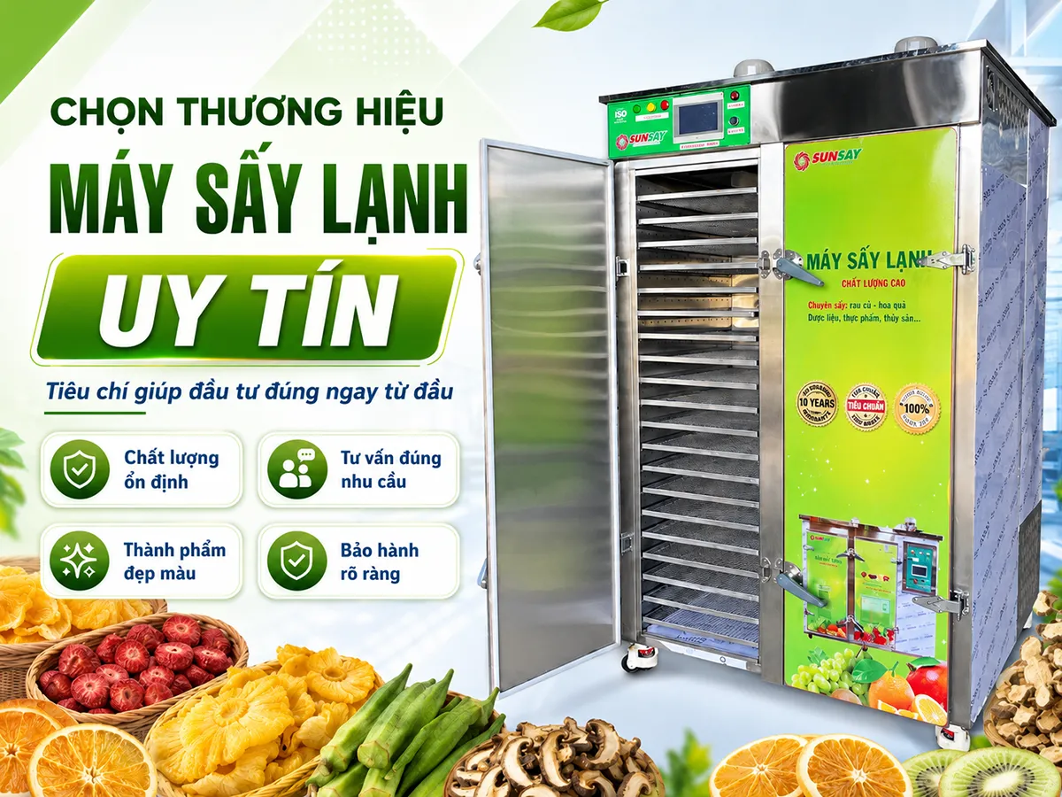 Chọn thương hiệu máy sấy lạnh uy tín là bước đầu quan trọng để đảm bảo chất lượng thành phẩm và hiệu quả sản xuất lâu dài.