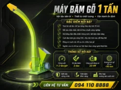 Với thiết kế nhỏ gọn và dễ vận hành, máy băm gỗ 1 tấn giúp tiết kiệm mặt bằng nhưng vẫn đáp ứng tốt nhu cầu xử lý nguyên liệu hằng ngày.