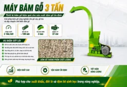 Máy băm gỗ 3 tấn phù hợp cho xưởng muốn nâng cấp từ xử lý thủ công sang vận hành bằng máy, giúp tiết kiệm thời gian và giảm áp lực nhân công mỗi ngày.
