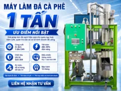 Với công suất 1 tấn/ngày, máy làm đá cà phê giúp chủ động nguồn đá, đảm bảo phục vụ ổn định trong suốt quá trình kinh doanh.