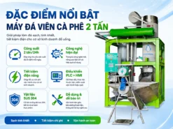Đá sạch – viên đều – lâu tan, máy làm đá cà phê 2 tấn đáp ứng tốt nhu cầu pha chế và phục vụ kinh doanh ổn định.