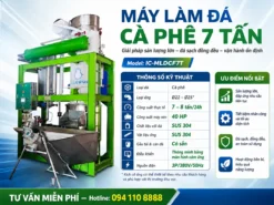 Máy làm đá cà phê 7 tấn – giải pháp sản xuất đá sạch công suất lớn, phù hợp cho xưởng đá, chuỗi cà phê, trà sữa, nhà hàng và khách sạn.