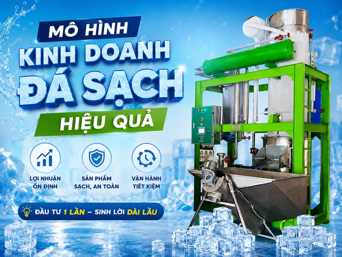 Mô hình kinh doanh đá sạch hiệu quả giúp tạo nguồn thu ổn định nhờ nhu cầu tiêu thụ liên tục từ quán cà phê, nhà hàng và ngành đồ uống.