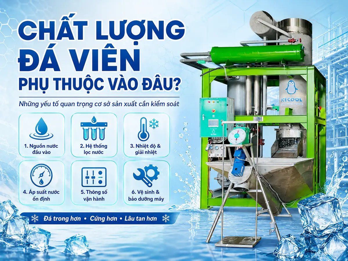 Nguồn nước đầu vào là một trong những yếu tố ảnh hưởng đến chất lượng đá viên thành phẩm.
