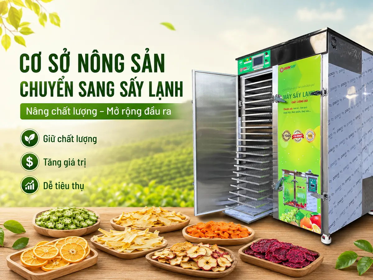Vì sao nhiều cơ sở nông sản chuyển sang sấy lạnh? Bởi đây là giải pháp giúp nâng cao chất lượng sản phẩm, tăng giá trị sau thu hoạch và mở rộng cơ hội tiếp cận thị trường.