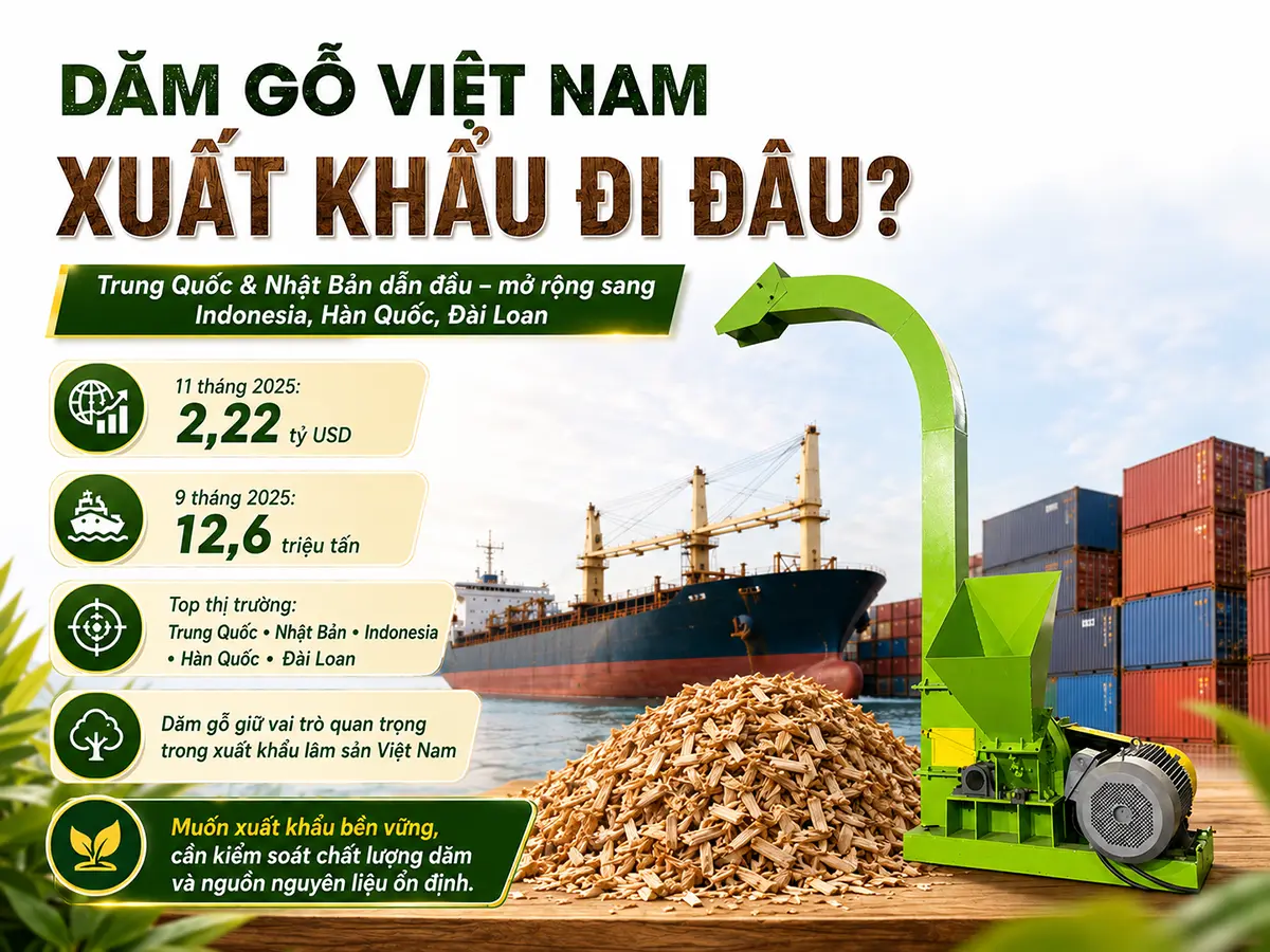 Dăm gỗ Việt Nam xuất khẩu đi đâu? Trung Quốc và Nhật Bản hiện là hai thị trường tiêu thụ lớn nhất.