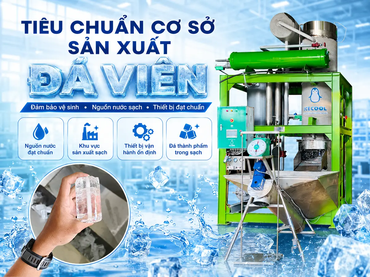 Tiêu chuẩn cơ sở sản xuất đá viên cần được kiểm soát đồng bộ từ nguồn nước, nhà xưởng đến khu đóng gói thành phẩm.