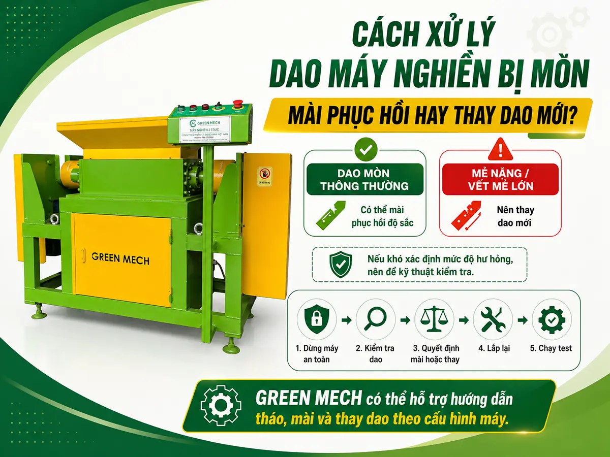 Cách xử lý dao máy nghiền bị mòn cần bắt đầu bằng việc kiểm tra tình trạng thực tế của bộ dao.
