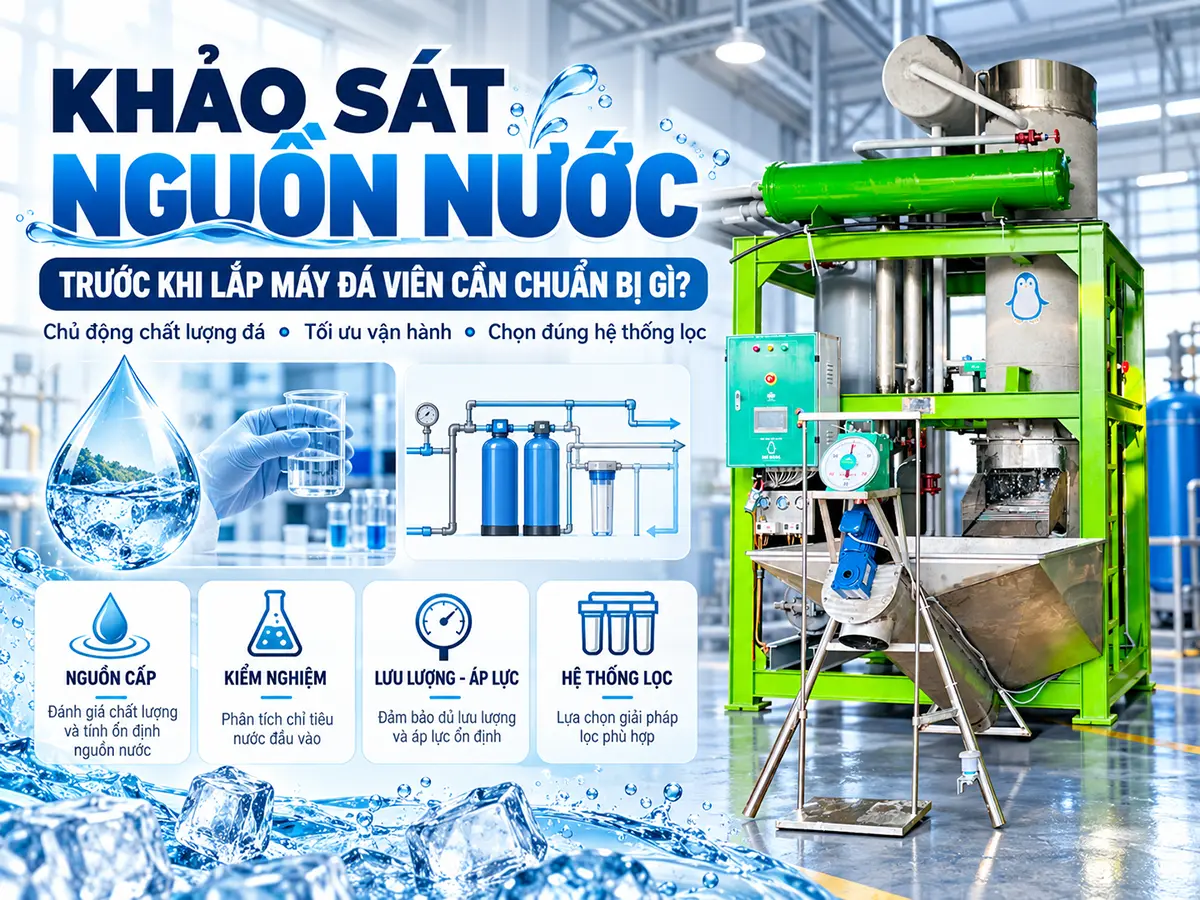 Khảo sát nguồn nước trước khi lắp máy đá viên ICE COOL giúp chủ động phương án xử lý và cấp nước.