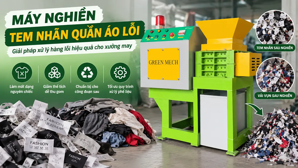 Máy nghiền tem nhãn quần áo lỗi
