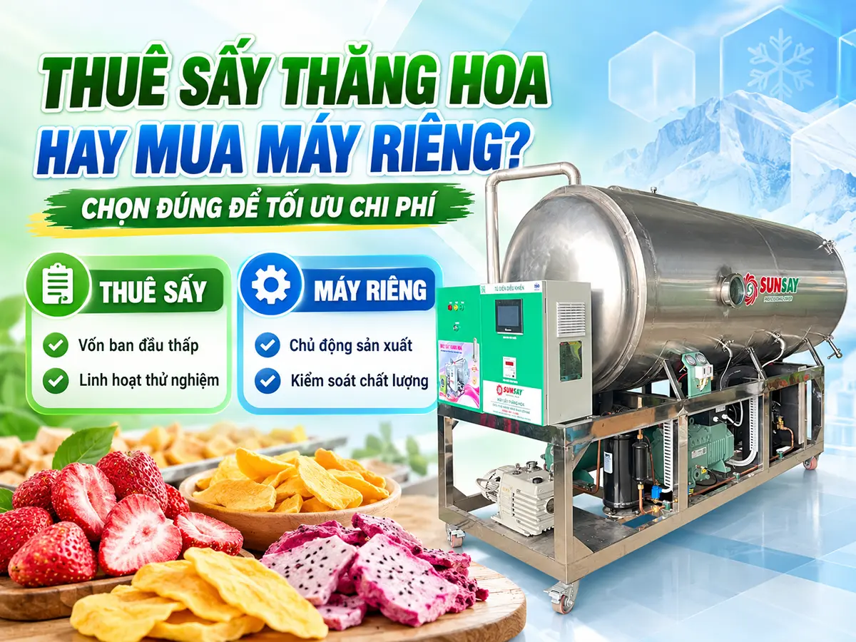 Nên thuê sấy thăng hoa hay đầu tư máy riêng? Lựa chọn phù hợp cần dựa trên sản lượng thực tế, nguồn vốn và kế hoạch phát triển sản phẩm của từng cơ sở.